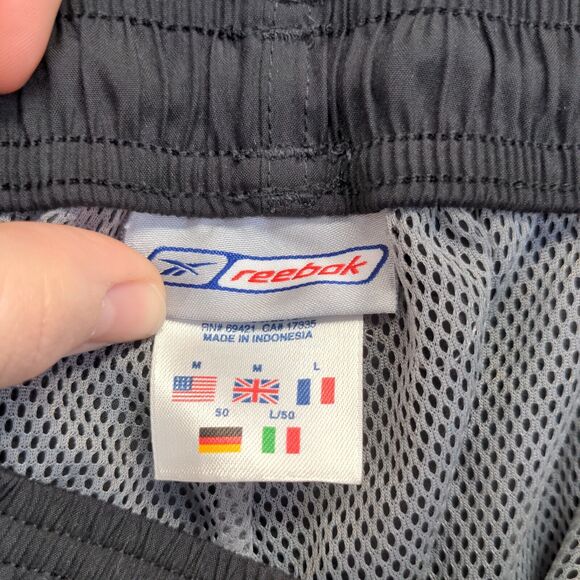 Reebok Men's Athletic Track Pants Black Medium Drawstring Waistband Ankle Zip - Picture 9 of 12